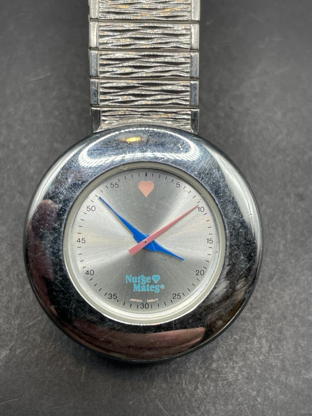 Nurse Mates Women's Watch Shock Resistant Silver Tone w/ Speidel Band 6.5-675"
